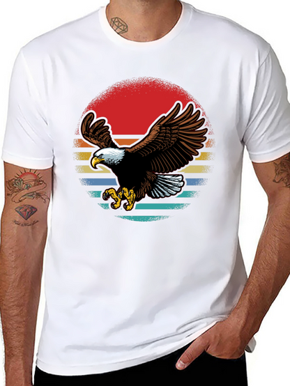 Bald Eagle Retro Sunset Graphic T-Shirt