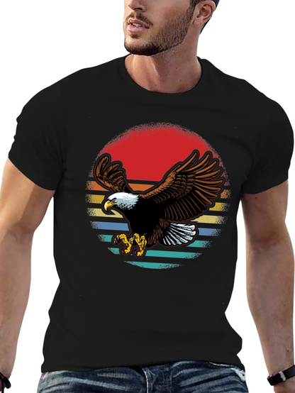 Bald Eagle Retro Sunset Graphic T-Shirt