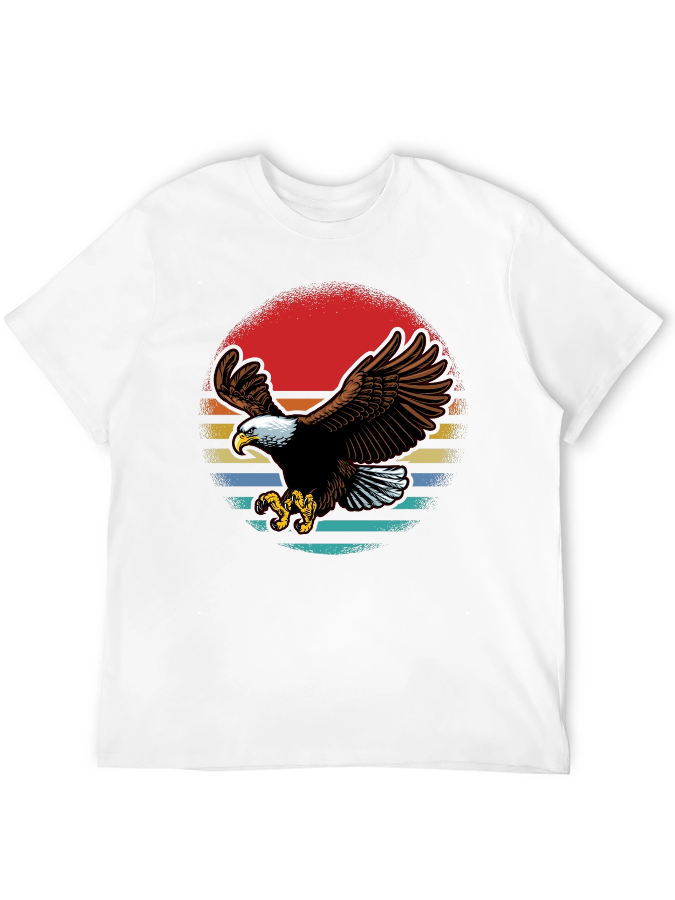 Bald Eagle Retro Sunset Graphic T-Shirt
