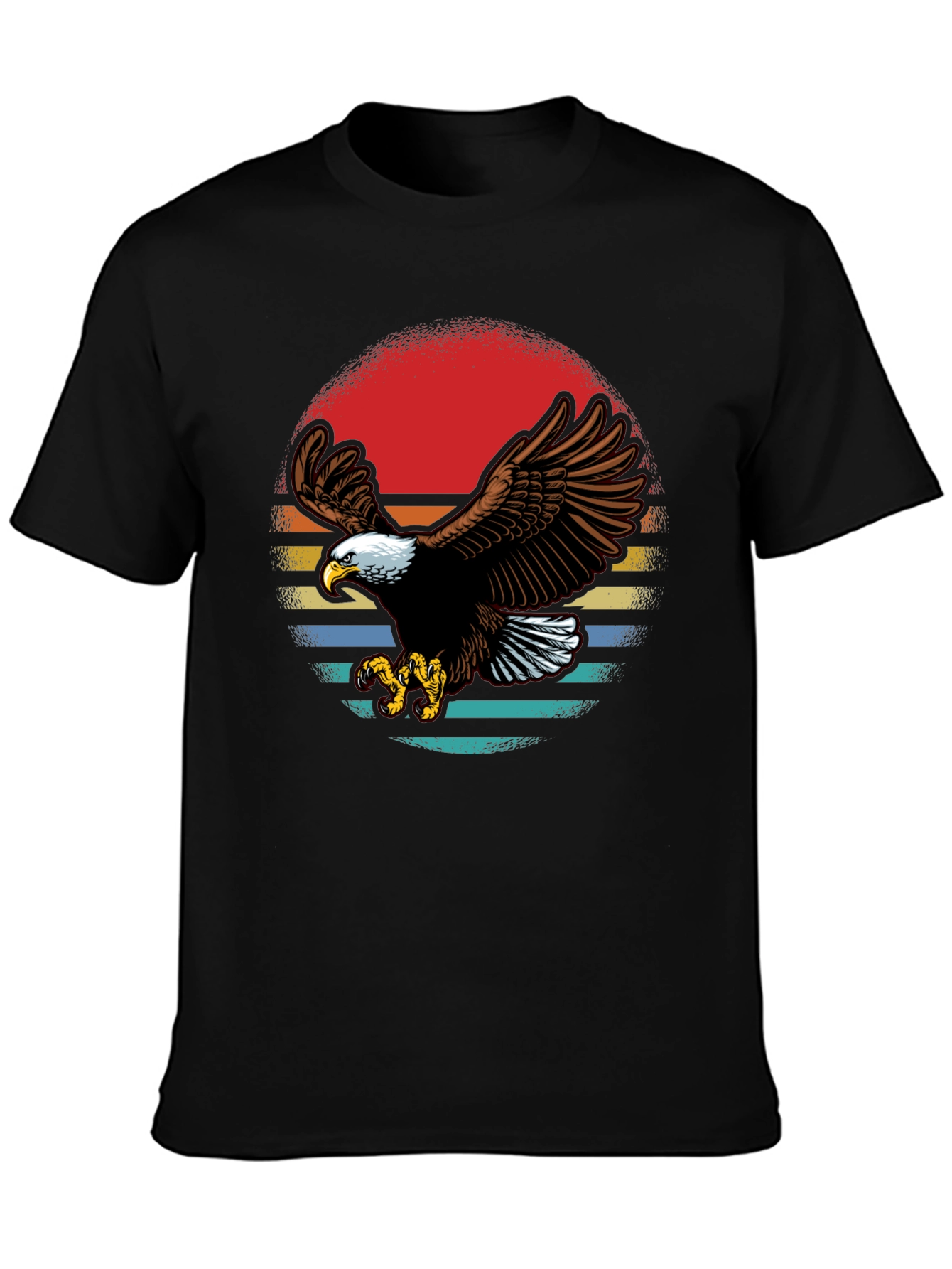 Bald Eagle Retro Sunset Graphic T-Shirt