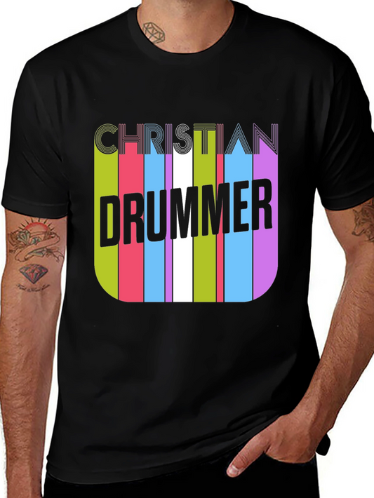 Christian Drummer Colorful Stripes T-Shirt