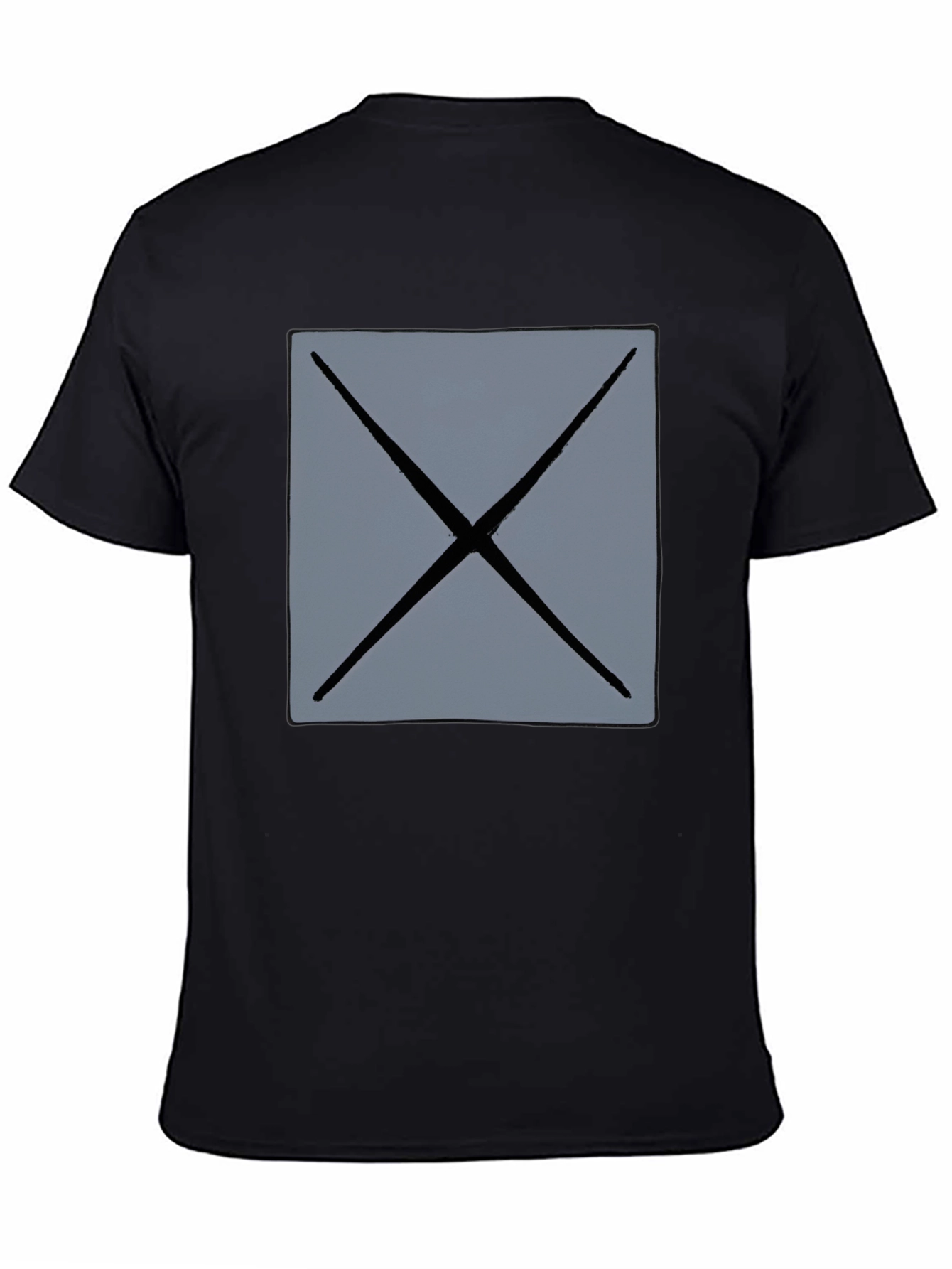 Mens Black T-Shirt with Geometric Gray X Design