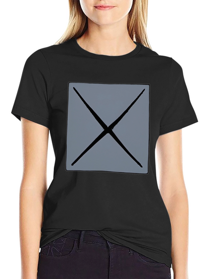 Mens Black T-Shirt with Geometric Gray X Design