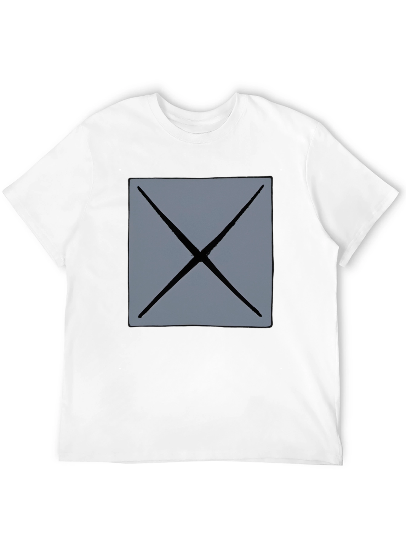 Mens Black T-Shirt with Geometric Gray X Design