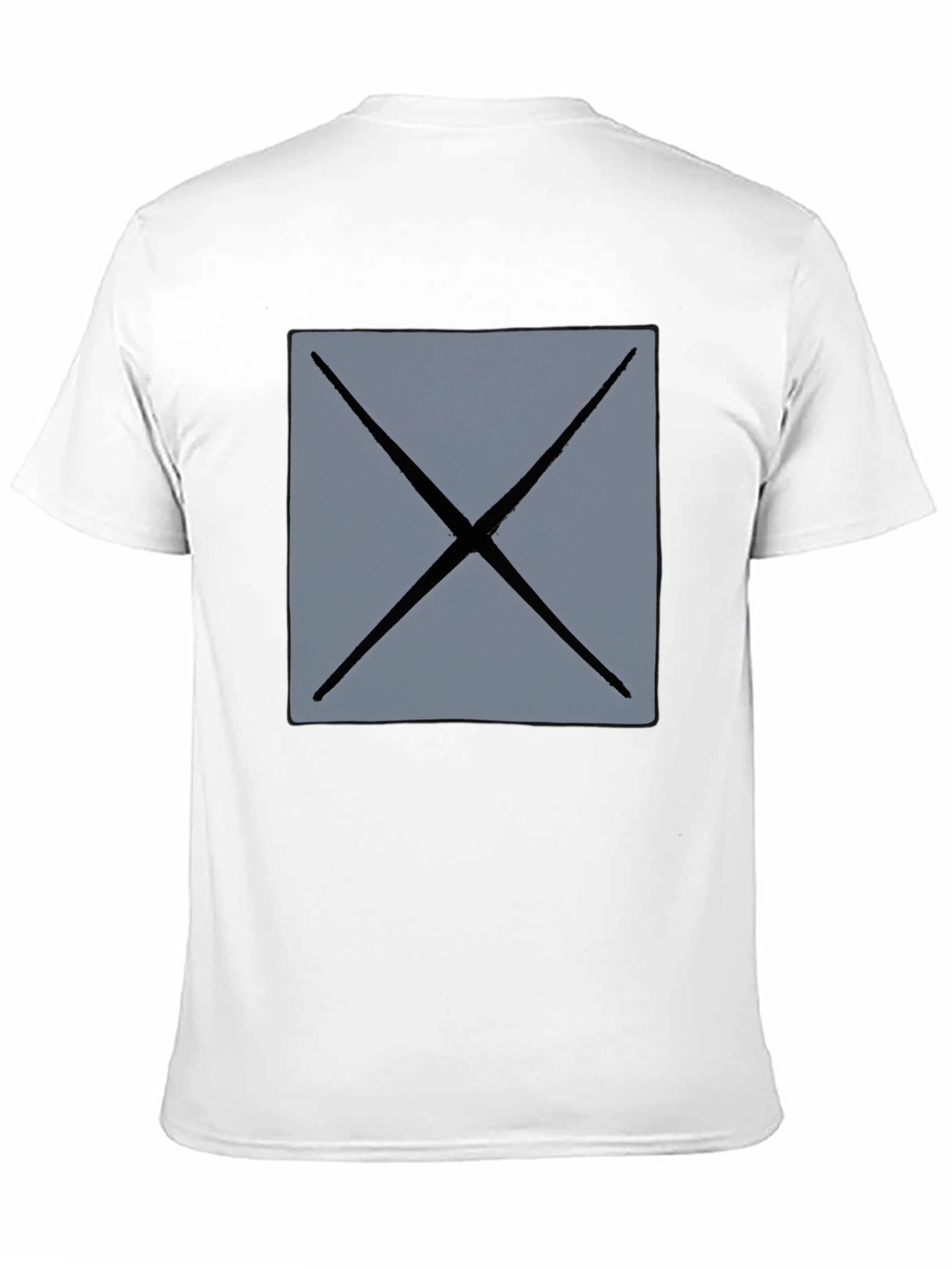 Mens Black T-Shirt with Geometric Gray X Design