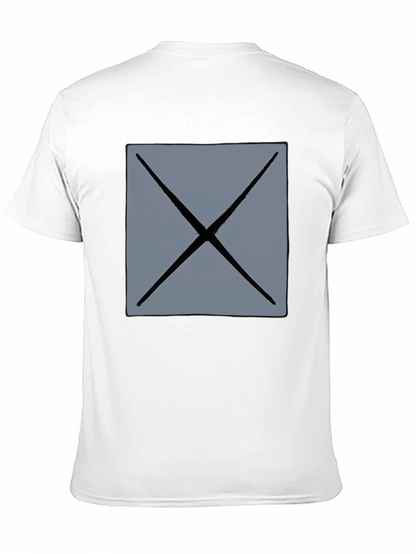 Mens Black T-Shirt with Geometric Gray X Design