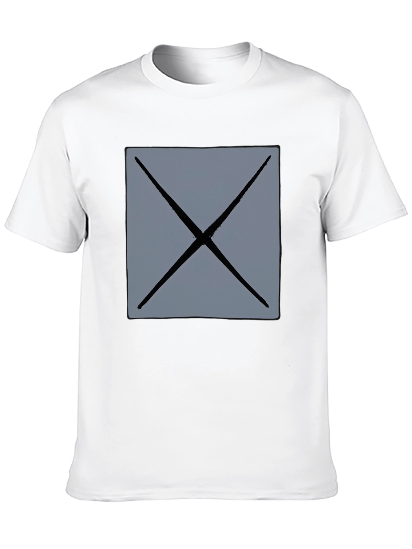 Mens Black T-Shirt with Geometric Gray X Design
