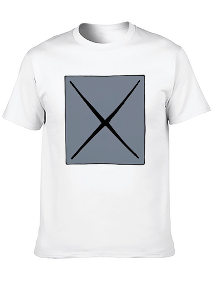 Mens Black T-Shirt with Geometric Gray X Design