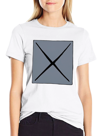 Mens Black T-Shirt with Geometric Gray X Design