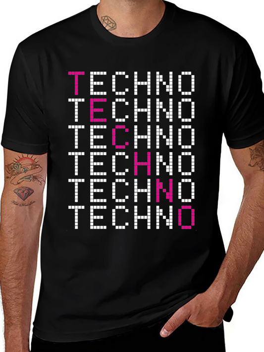 Techno Graphic Tee - Pixelated Retro Rave Shirt