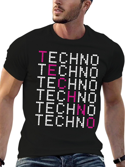 Techno Graphic Tee - Pixelated Retro Rave Shirt