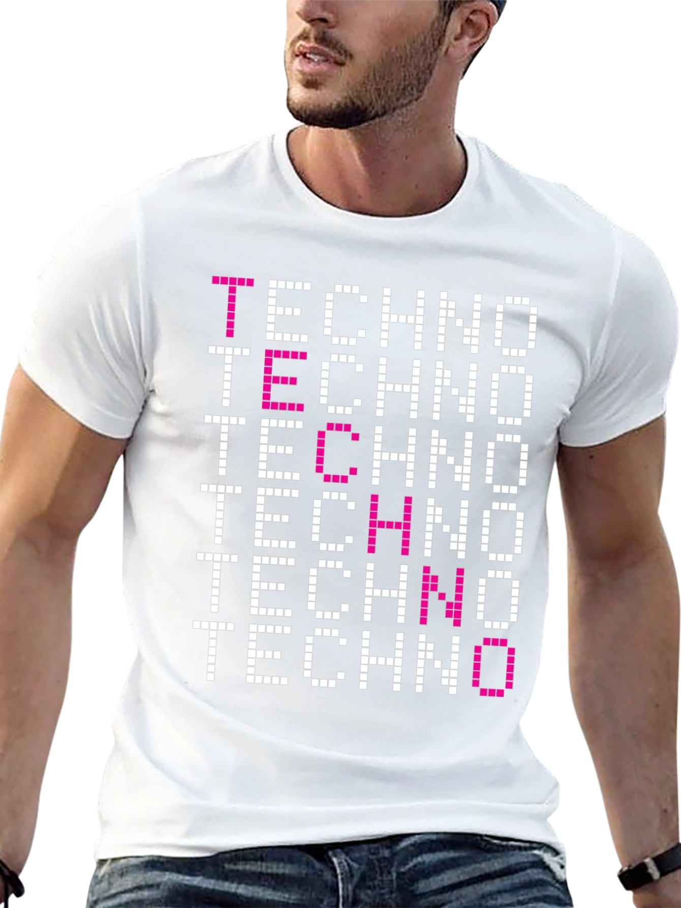 Techno Graphic Tee - Pixelated Retro Rave Shirt