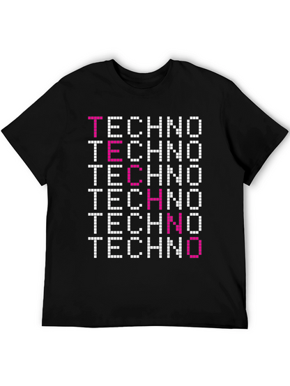 Techno Graphic Tee - Pixelated Retro Rave Shirt