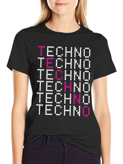 Techno Graphic Tee - Pixelated Retro Rave Shirt