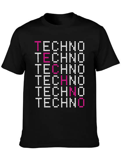 Techno Graphic Tee - Pixelated Retro Rave Shirt