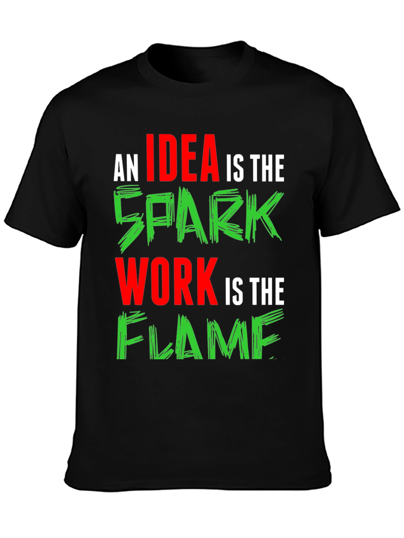 Idea Spark Flame Graphic Tee - Black Cotton T-Shirt