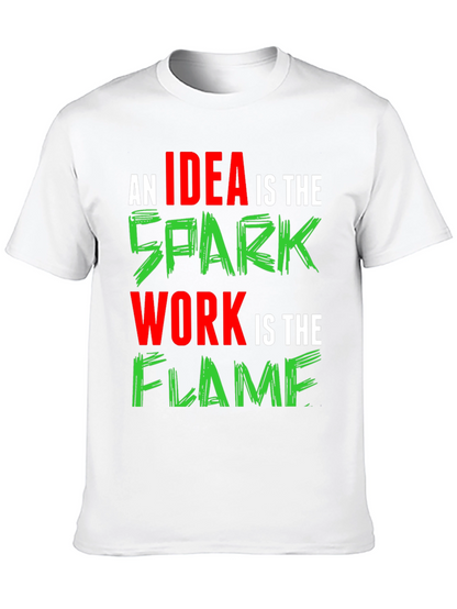 Idea Spark Flame Graphic Tee - Black Cotton T-Shirt