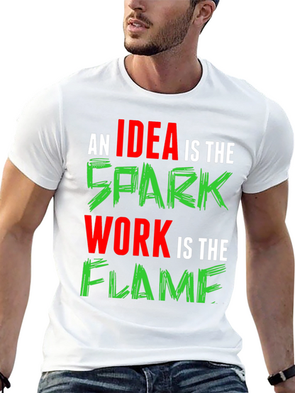 Idea Spark Flame Graphic Tee - Black Cotton T-Shirt