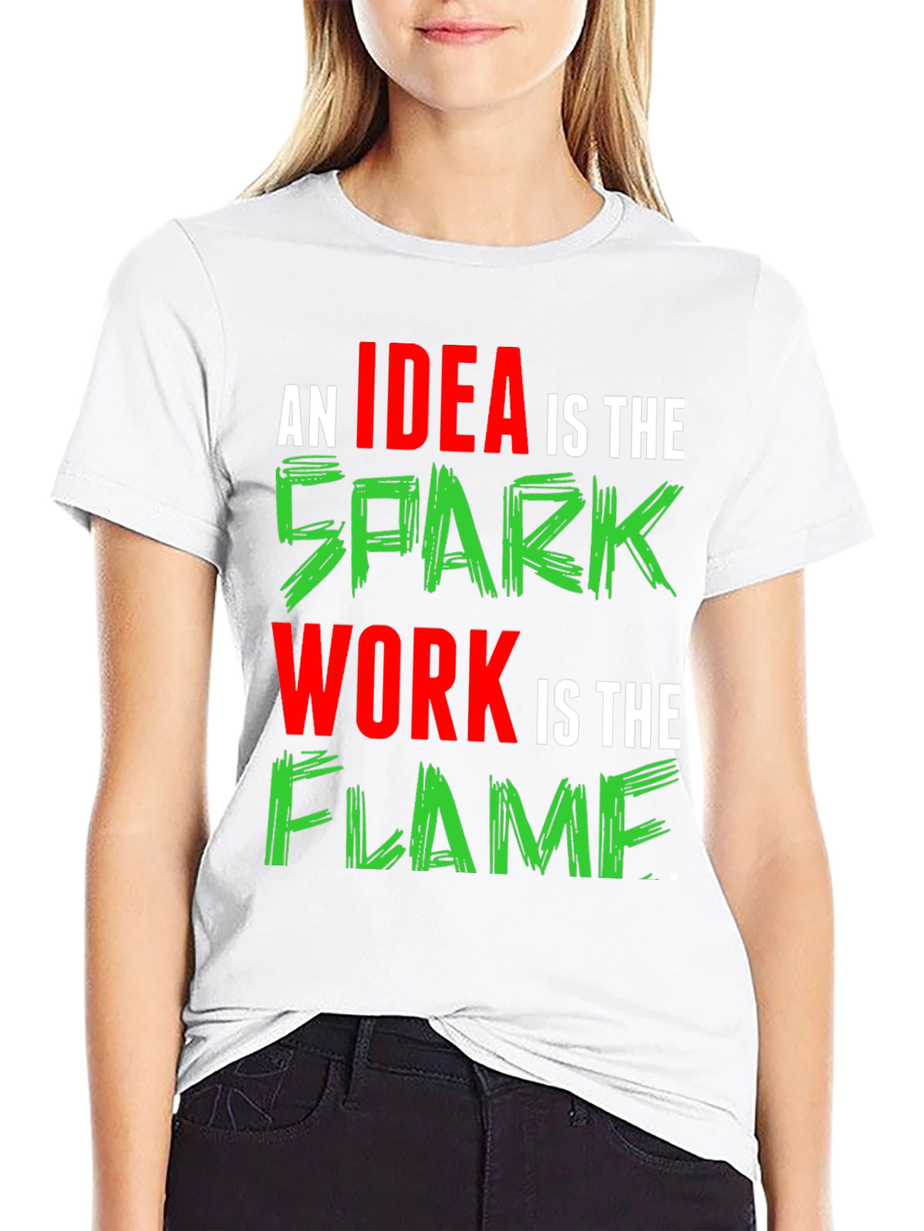 Idea Spark Flame Graphic Tee - Black Cotton T-Shirt