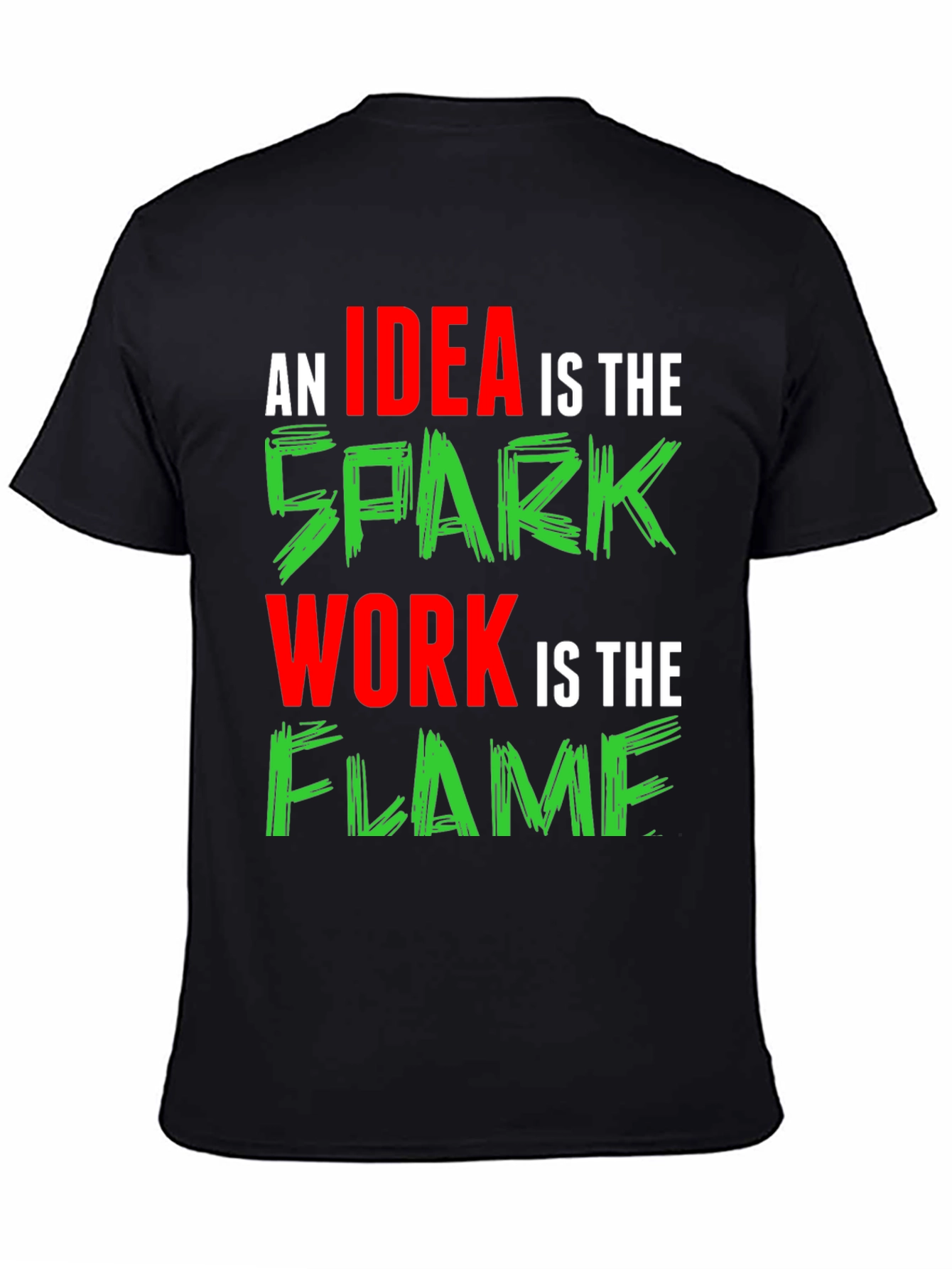 Idea Spark Flame Graphic Tee - Black Cotton T-Shirt