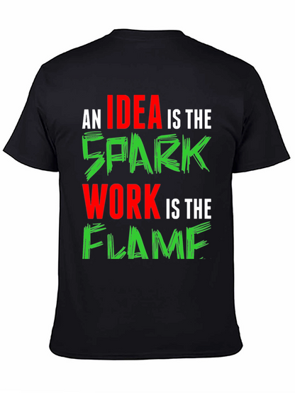 Idea Spark Flame Graphic Tee - Black Cotton T-Shirt