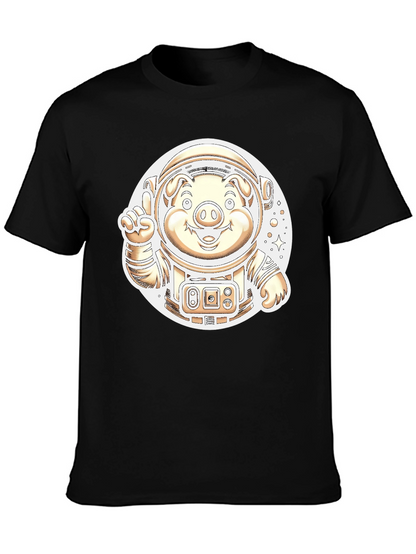 Astronaut Pig Graphic T-Shirt - Outer Space Fun