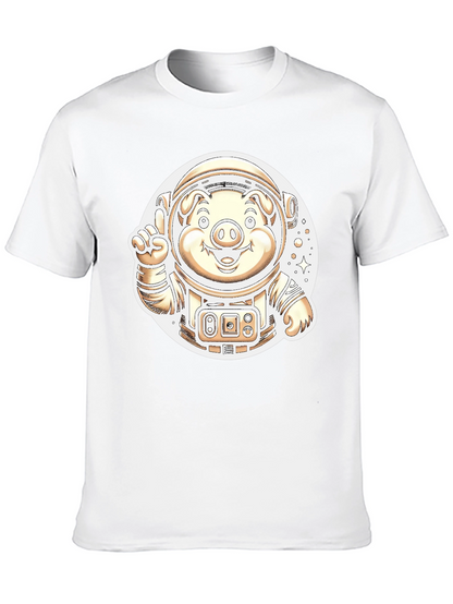 Astronaut Pig Graphic T-Shirt - Outer Space Fun