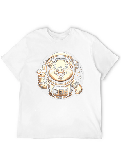 Astronaut Pig Graphic T-Shirt - Outer Space Fun