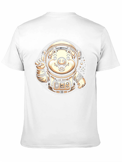 Astronaut Pig Graphic T-Shirt - Outer Space Fun