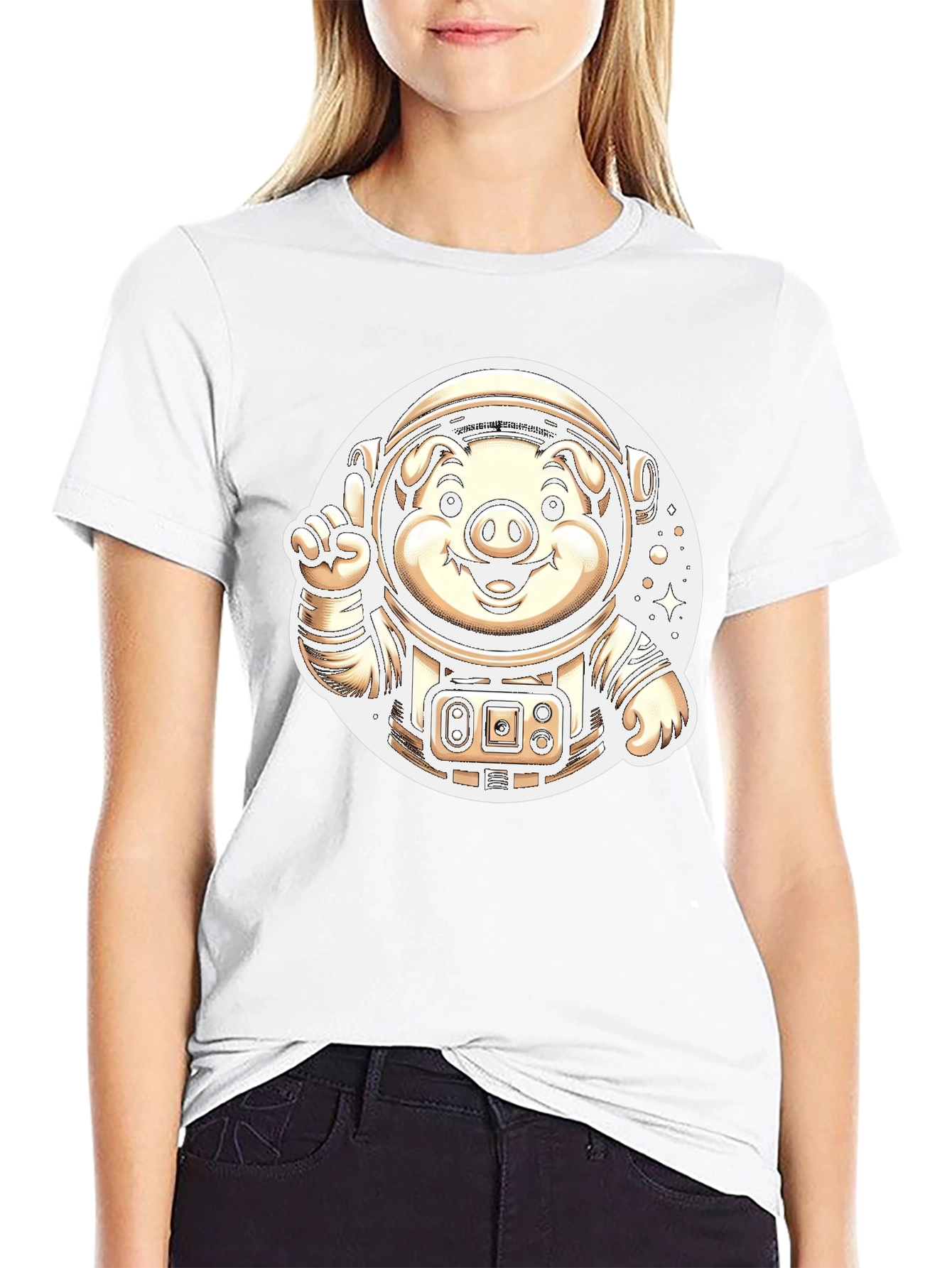 Astronaut Pig Graphic T-Shirt - Outer Space Fun