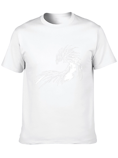Abstract Wave Graphic Tee - Black Cotton Shirt