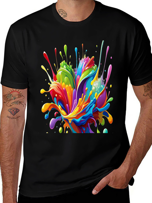 Colorful Splatter Art Tee - Graphic Print