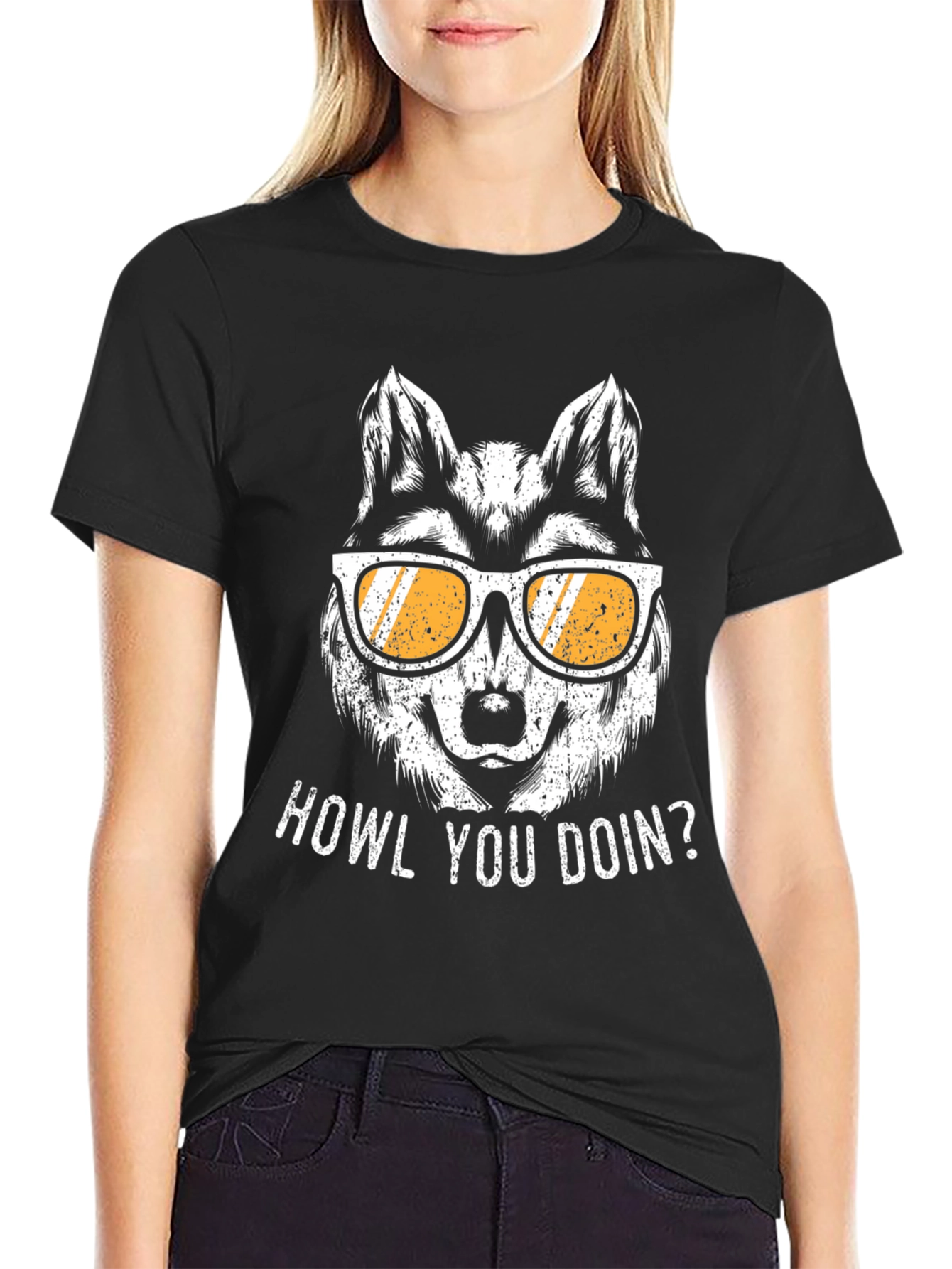 Howl You Doin Wolf Graphic Tee - Black