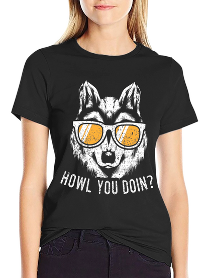 Howl You Doin Wolf Graphic Tee - Black