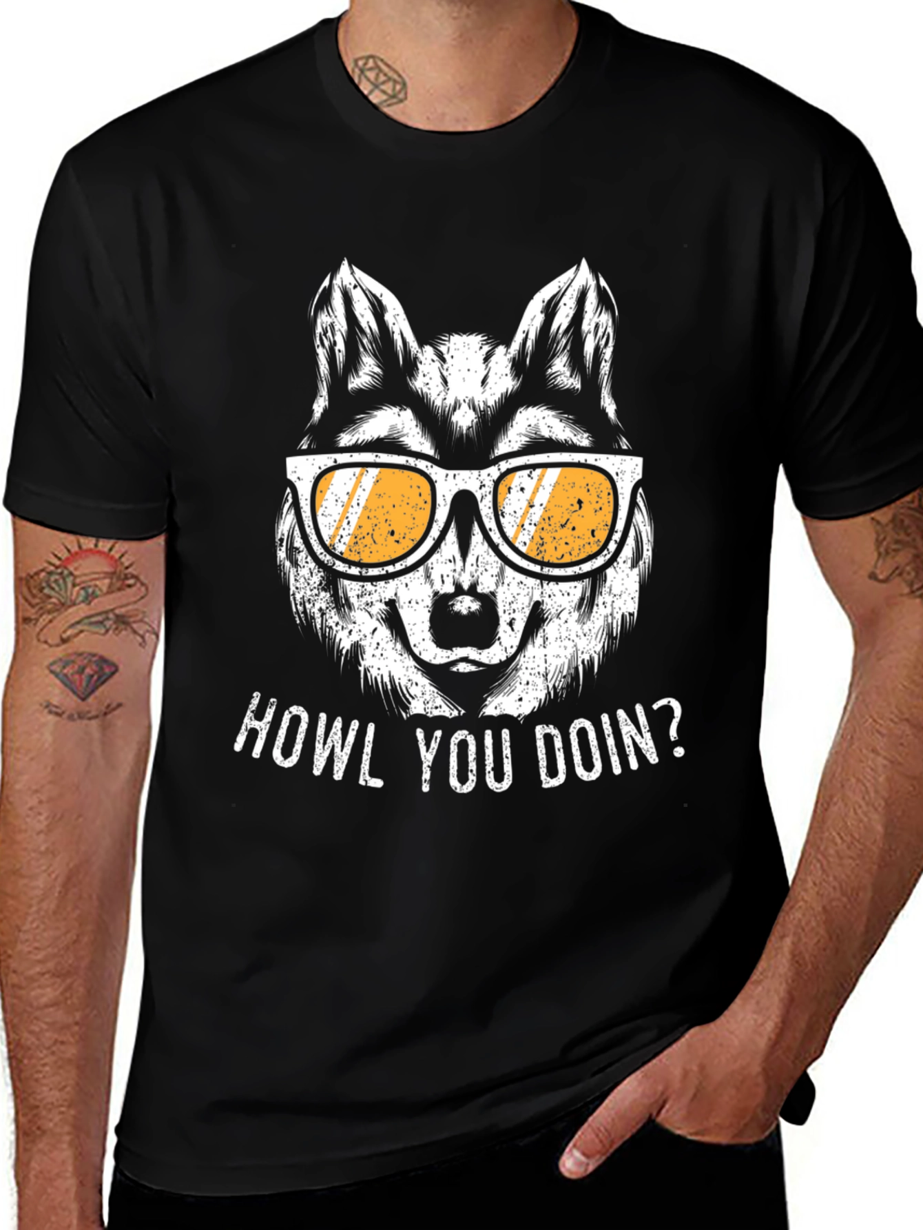 Howl You Doin Wolf Graphic Tee - Black