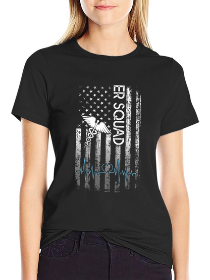 ER Squad T-Shirt - American Flag EMT Design
