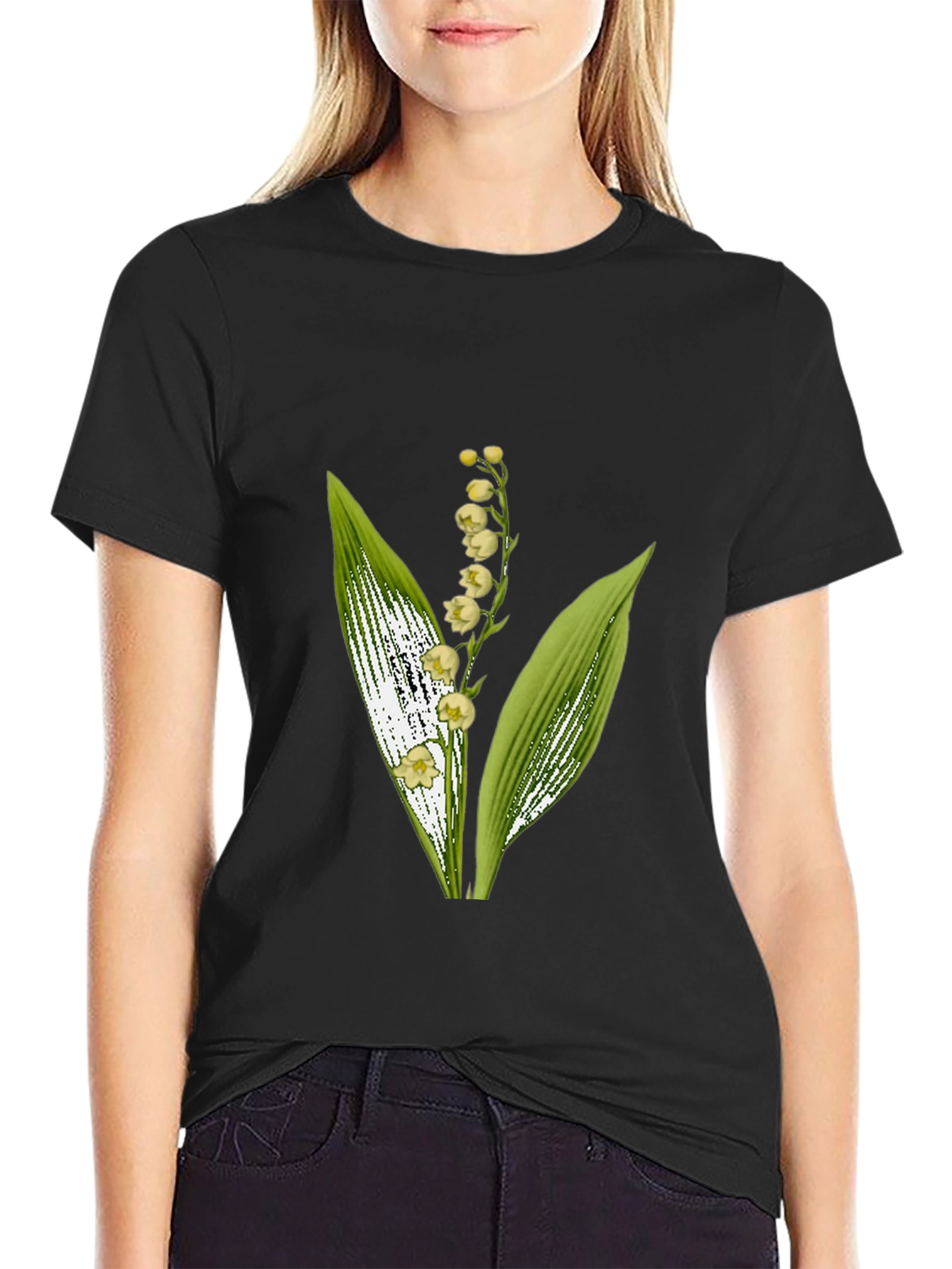 Lily of the Valley Graphic Black T-Shirt