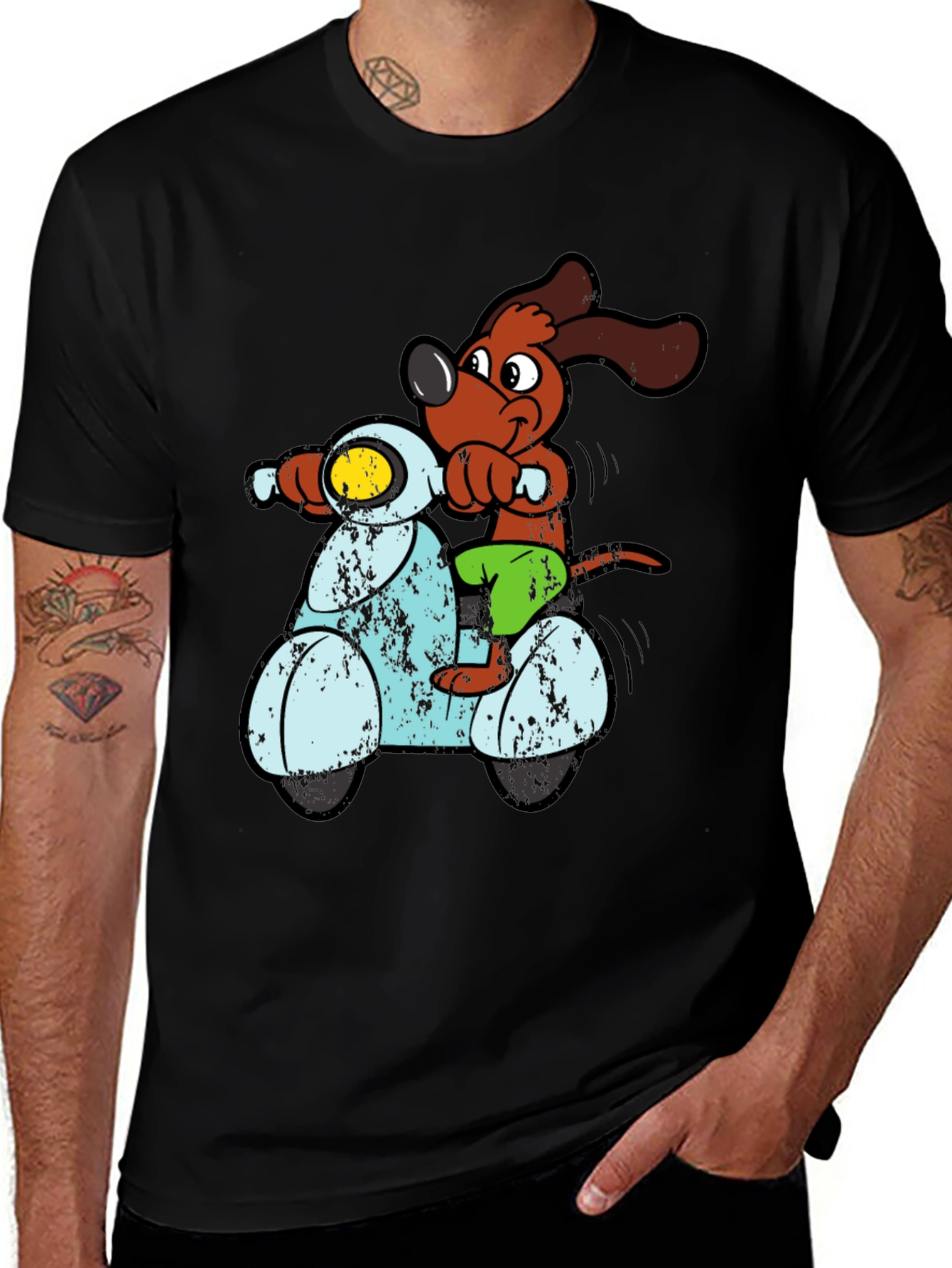 Dog Riding Scooter Graphic T-Shirt