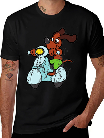 Dog Riding Scooter Graphic T-Shirt