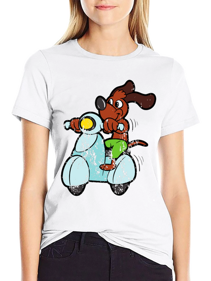 Dog Riding Scooter Graphic T-Shirt
