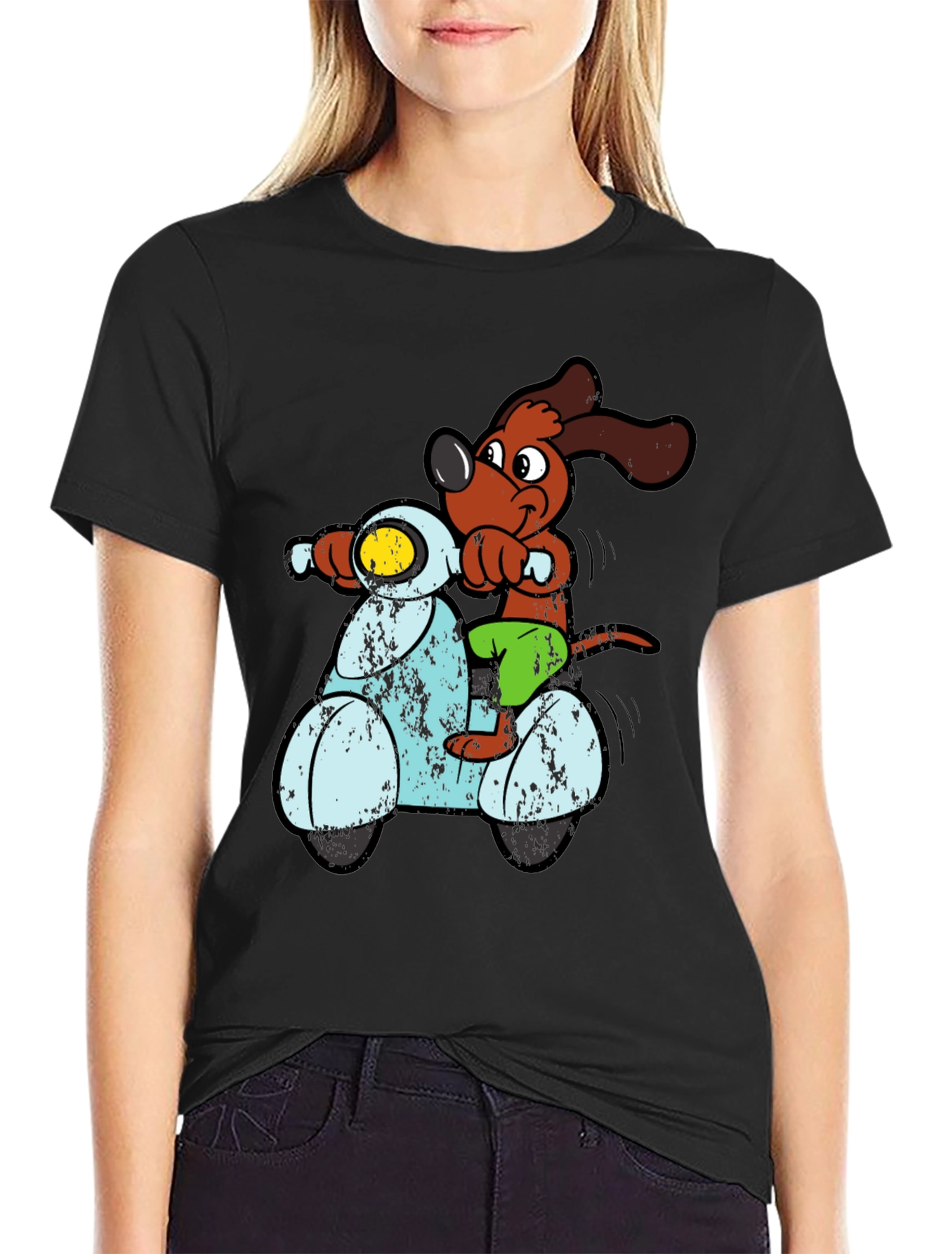 Dog Riding Scooter Graphic T-Shirt