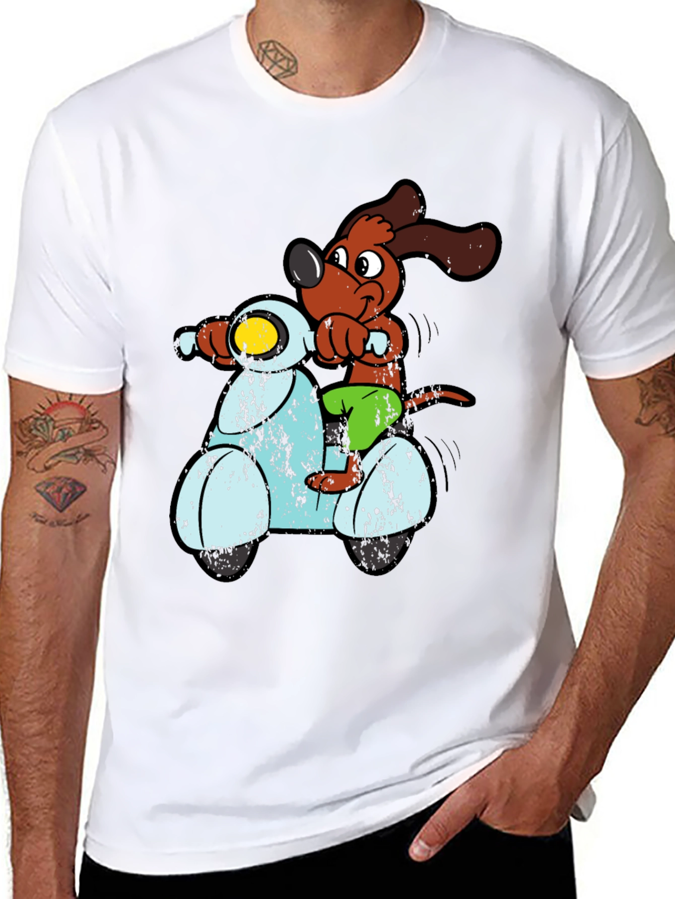 Dog Riding Scooter Graphic T-Shirt