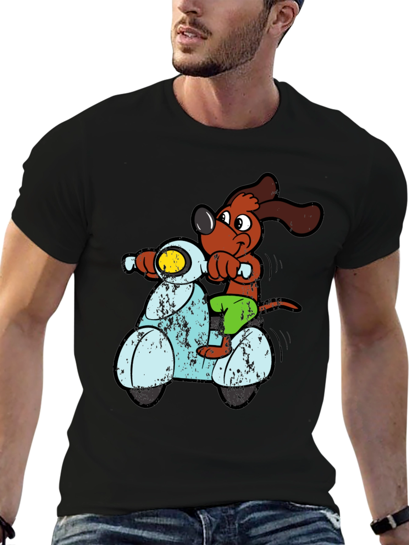 Dog Riding Scooter Graphic T-Shirt