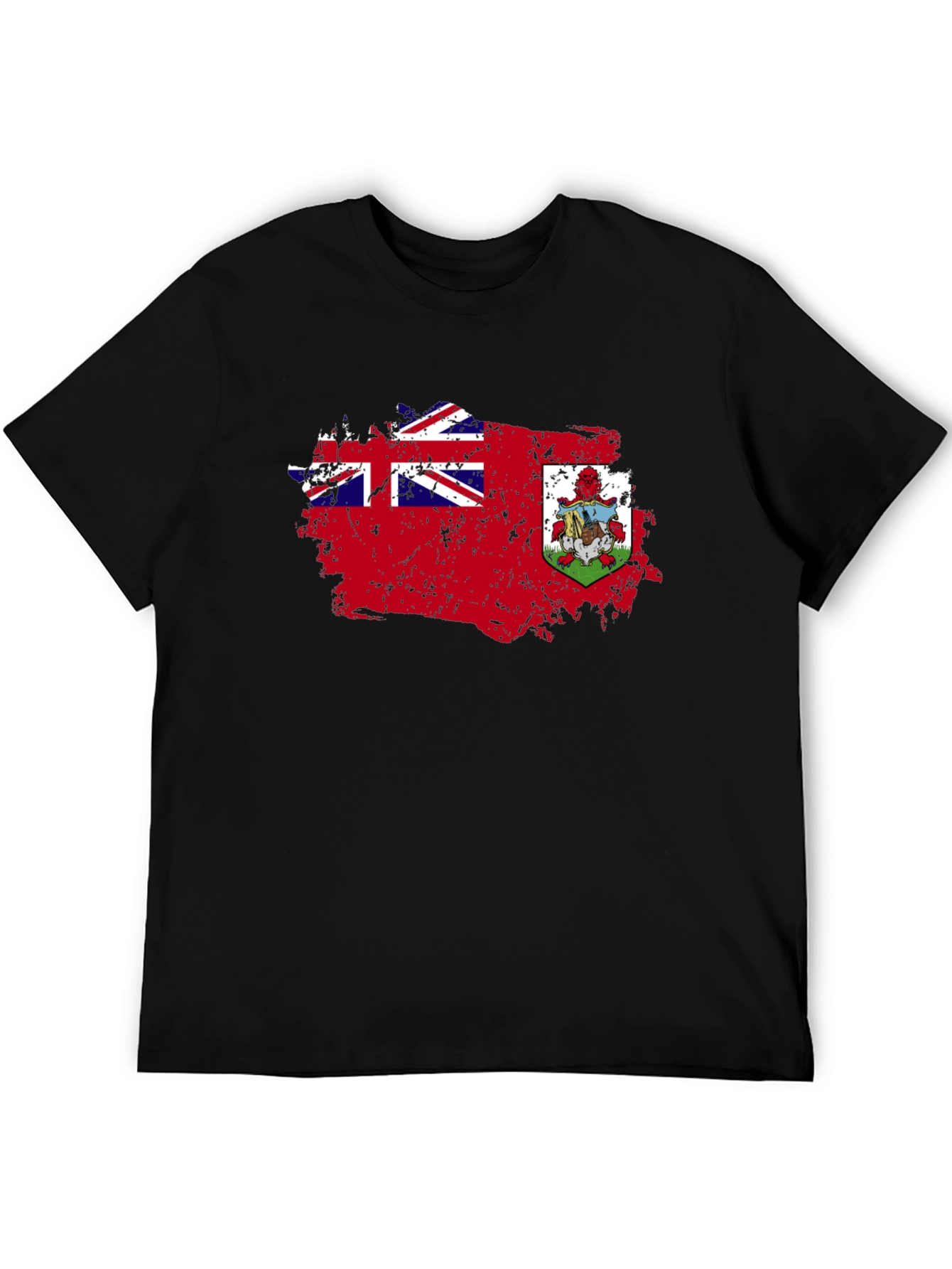 Bermuda Flag Distressed Graphic Black T-Shirt