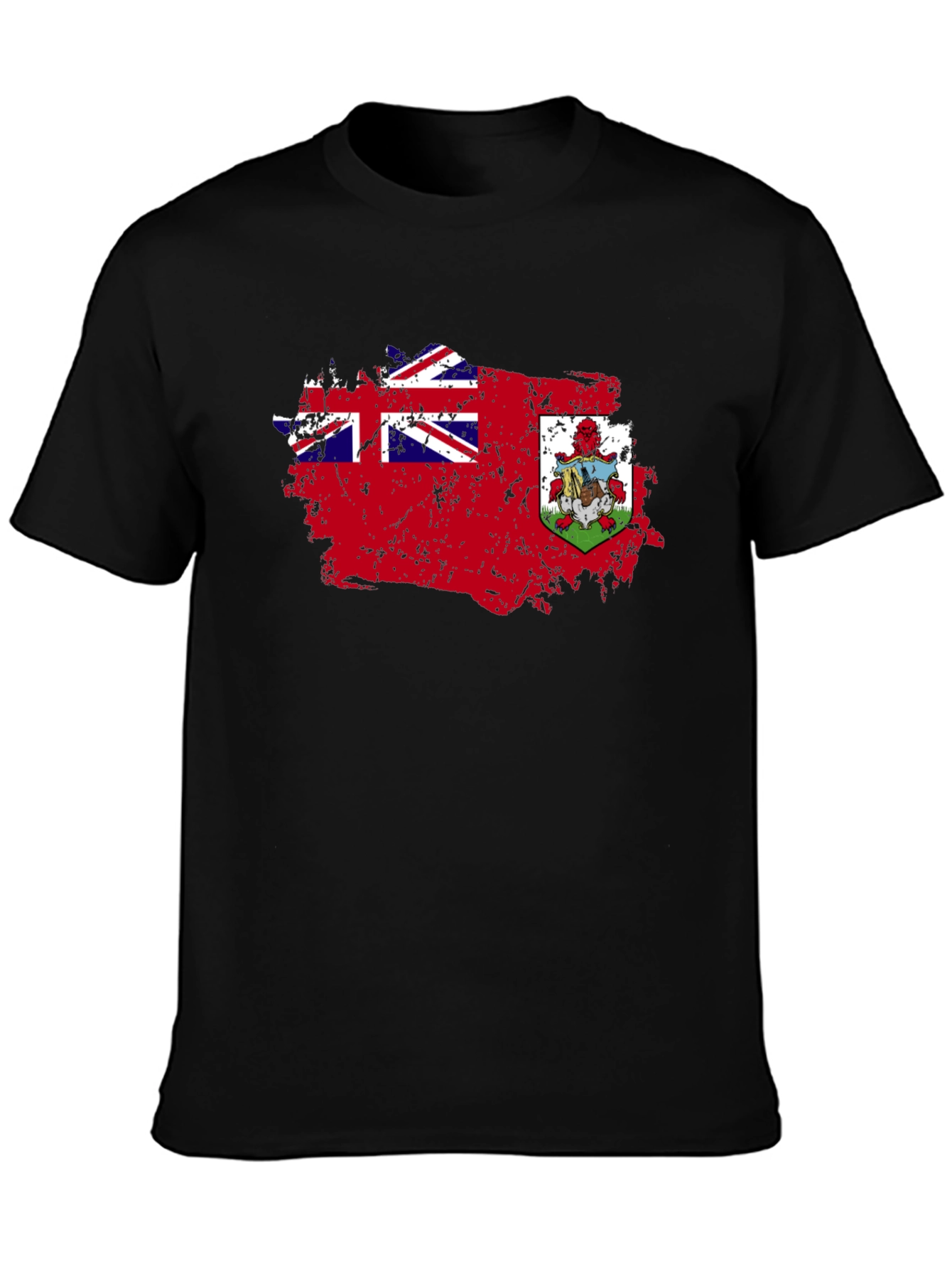 Bermuda Flag Distressed Graphic Black T-Shirt