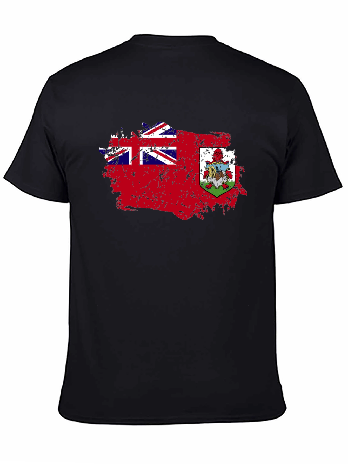 Bermuda Flag Distressed Graphic Black T-Shirt