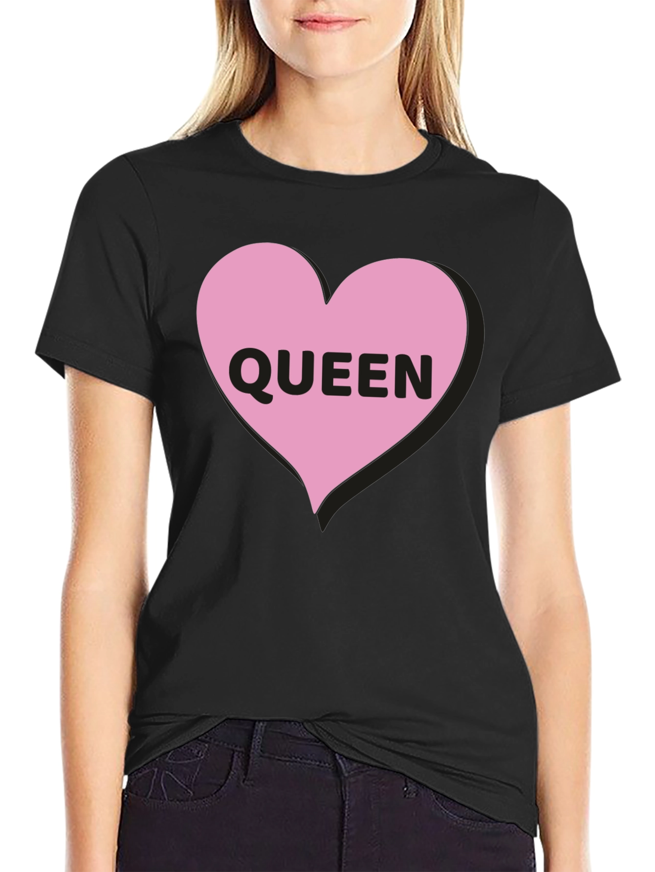 Queen Heart Graphic Black T-Shirt