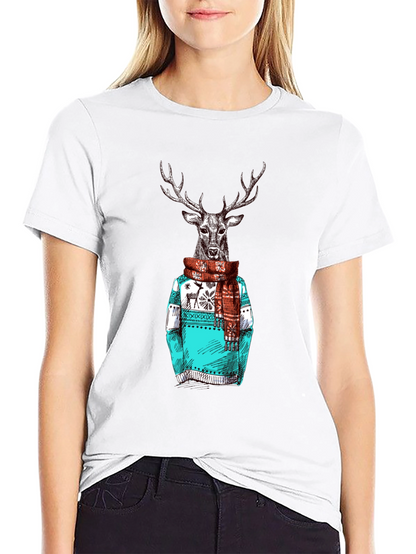 Deer in Sweater Graphic T-Shirt