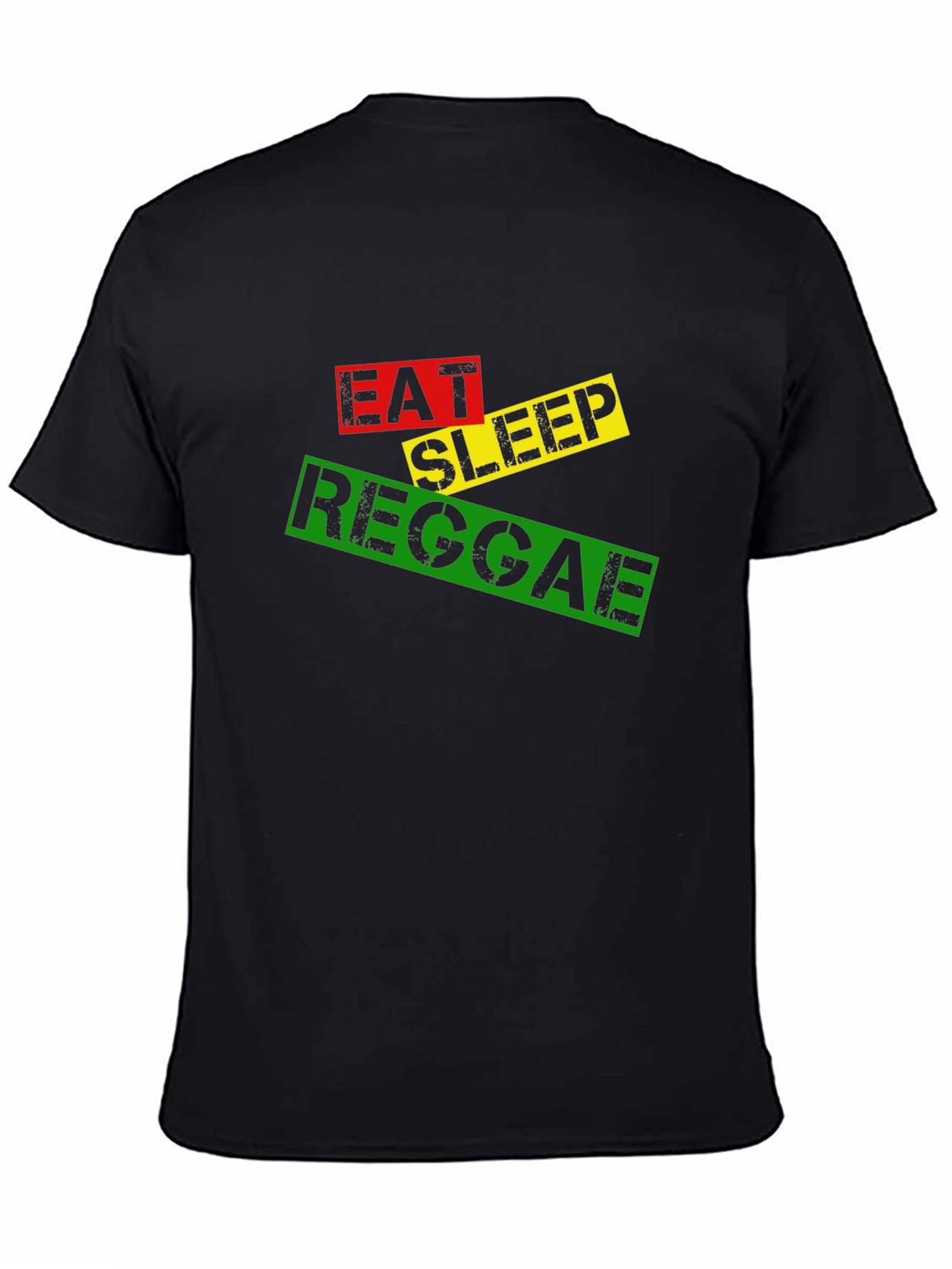 Eat Sleep Reggae T-Shirt Black Cotton