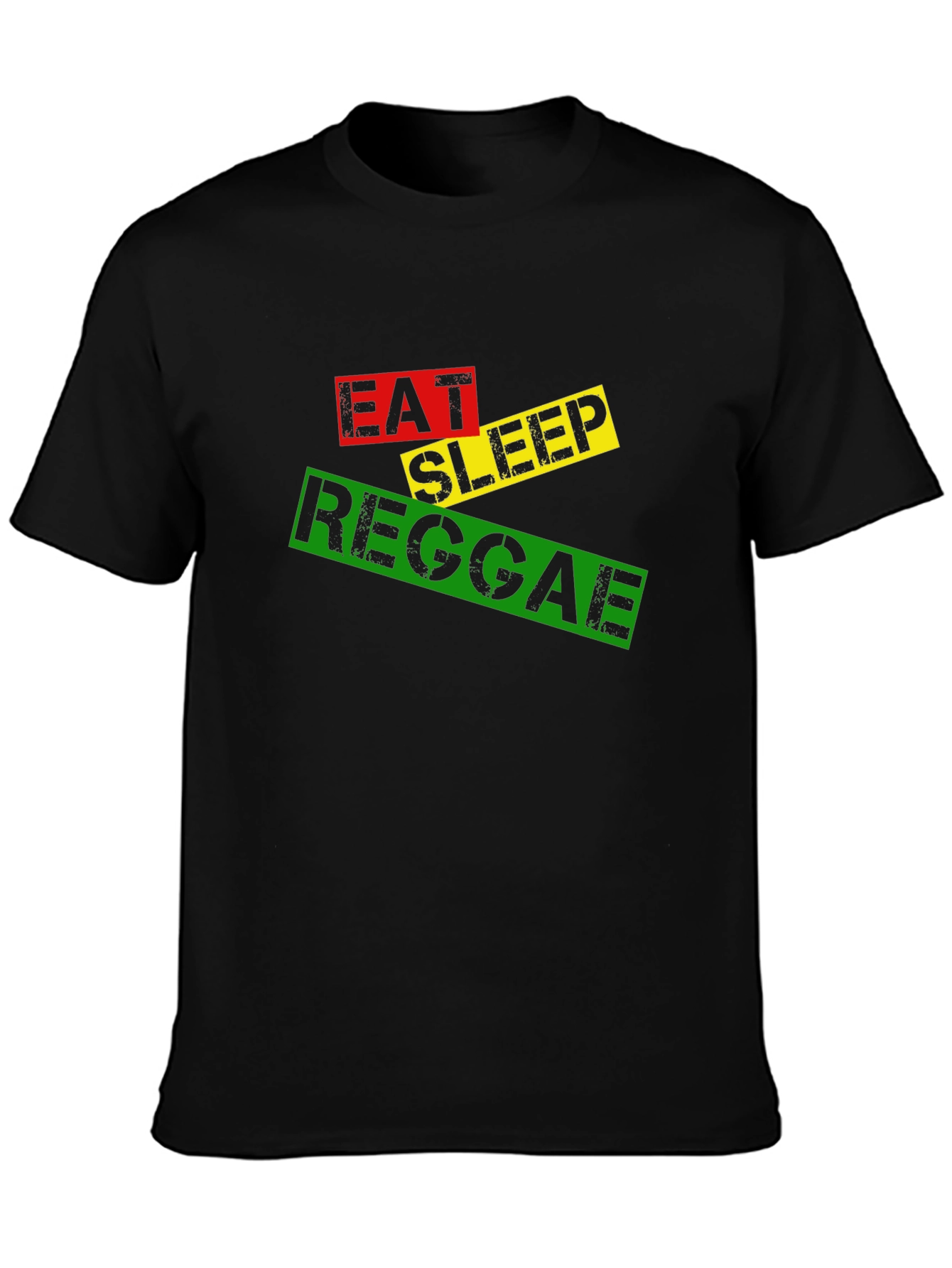 Eat Sleep Reggae T-Shirt Black Cotton